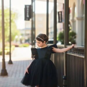 Elegant Black Tulle Dress for Girls